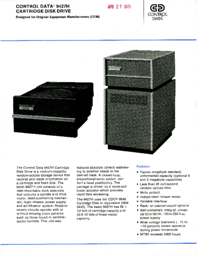 cdc CDC 9427H Brochure Feb79  . Rare and Ancient Equipment cdc discs brochures CDC_9427H_Brochure_Feb79.pdf