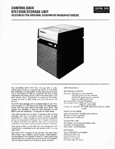 cdc CDC 9747 Brochure Mar75  . Rare and Ancient Equipment cdc discs brochures CDC_9747_Brochure_Mar75.pdf