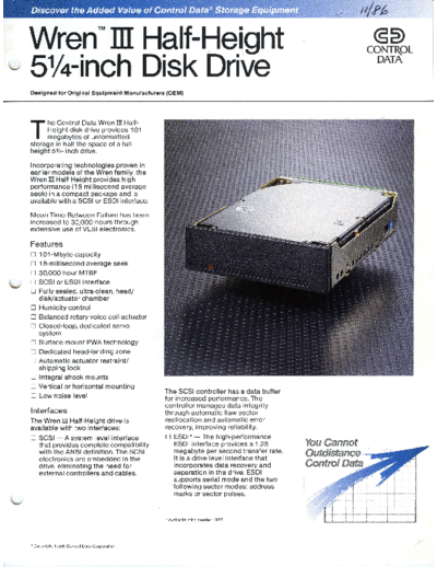 cdc CDC Wren III HH Brochure Nov86  . Rare and Ancient Equipment cdc discs brochures CDC_Wren_III_HH_Brochure_Nov86.pdf