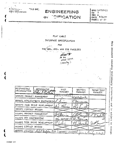 cdc 64712400r6 SMD MMD CMD FlatCableSpec Sep77  . Rare and Ancient Equipment cdc discs interface_specs 64712400r6_SMD_MMD_CMD_FlatCableSpec_Sep77.pdf