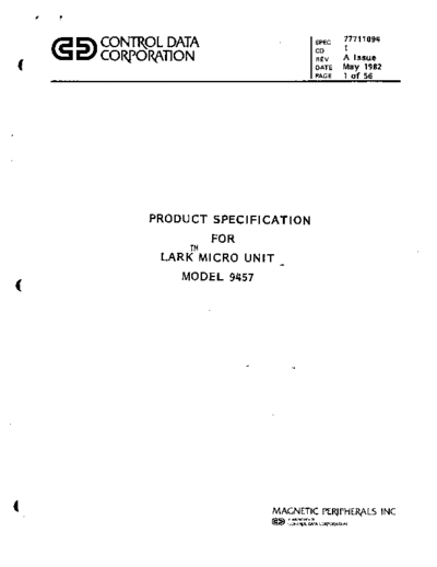 cdc 77711094 9457 Lark ProdSpec May82  . Rare and Ancient Equipment cdc discs lark 77711094_9457_Lark_ProdSpec_May82.pdf