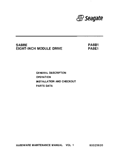 cdc 83325630E PA8B1 PA8E1 Sabre SCSI Vol1 Mar88  . Rare and Ancient Equipment cdc discs sabre 83325630E_PA8B1_PA8E1_Sabre_SCSI_Vol1_Mar88.pdf