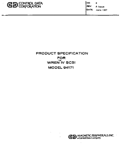 cdc 77738386A 94171 Wren IV SCSI Product Specification Jun87  . Rare and Ancient Equipment cdc discs wren 77738386A_94171_Wren_IV_SCSI_Product_Specification_Jun87.pdf