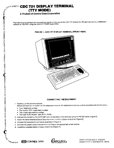 cdc 721 TTY Mode Terminal Data Sheet  . Rare and Ancient Equipment cdc terminal 721 CDC_721_TTY_Mode_Terminal_Data_Sheet.pdf