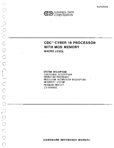 cdc 96768300B Cyber 18 MOS Processor Macro Level Hardware Reference Sep77  . Rare and Ancient Equipment cdc 1700 cyber_18 96768300B_Cyber_18_MOS_Processor_Macro_Level_Hardware_Reference_Sep77.pdf