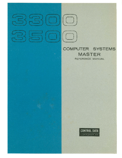 cdc 60176800 MASTER RefMan Dec66  . Rare and Ancient Equipment cdc 3x00 24bit 60176800_MASTER_RefMan_Dec66.pdf