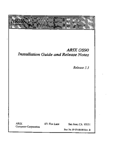 arete_arix IP-07458-00 OS90 Installation Guide and Release Notes Release 3.3 Jan92  . Rare and Ancient Equipment arete_arix s90 os90 IP-07458-00_OS90_Installation_Guide_and_Release_Notes_Release_3.3_Jan92.pdf