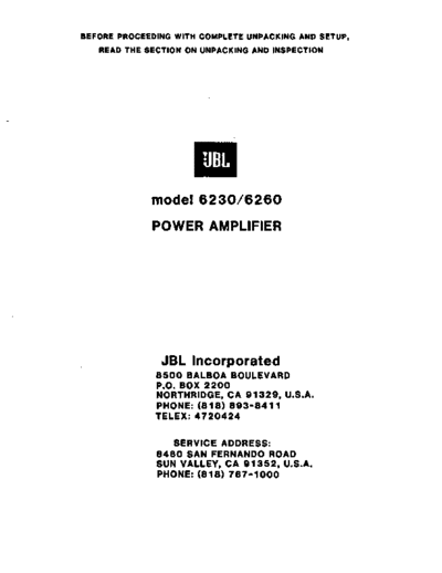 JBL hfe   6230 6260 service  JBL Audio 6230 hfe_jbl_6230_6260_service.pdf