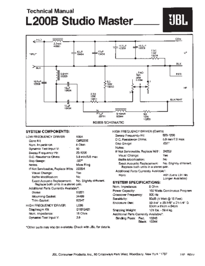 JBL hfe jbl l200b studio master technical en  JBL Audio L200B hfe_jbl_l200b_studio_master_technical_en.pdf