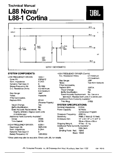 JBL hfe jbl l88 nova l88-1 cortina technical en  JBL Audio L88 hfe_jbl_l88_nova_l88-1_cortina_technical_en.pdf