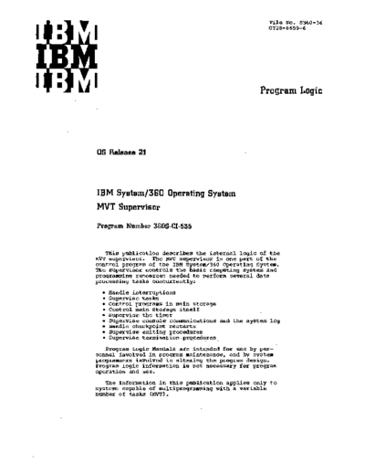 IBM GY28-6659-6 MVT Supervisor PLM Release 21 Mar72  IBM 360 os R21.0_Mar72 plm GY28-6659-6_MVT_Supervisor_PLM_Release_21_Mar72.pdf
