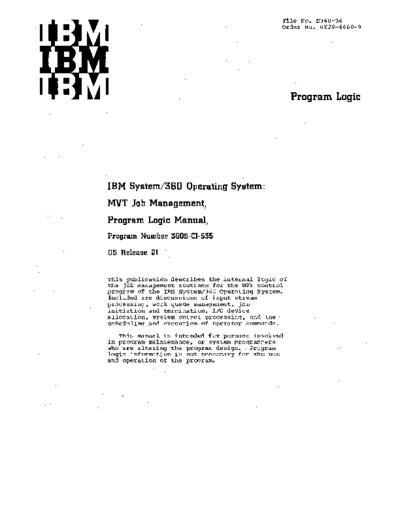 IBM GY28-6660-9 MVT Job Management Release 21 PLM Mar72  IBM 360 os R21.0_Mar72 plm GY28-6660-9_MVT_Job_Management_Release_21_PLM_Mar72.pdf