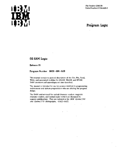 IBM GY28-6604-5 OS SAM Logic Rel 21 Feb72  IBM 360 os R21.0_Mar72 plm GY28-6604-5_OS_SAM_Logic_Rel_21_Feb72.pdf