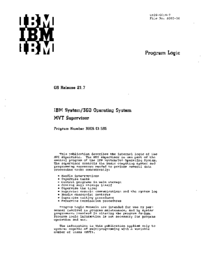 IBM GY28-6659-7 MVT Supervisor PLM Rel 21.7 May73  IBM 360 os R21.7_Apr73 plm GY28-6659-7_MVT_Supervisor_PLM_Rel_21.7_May73.pdf