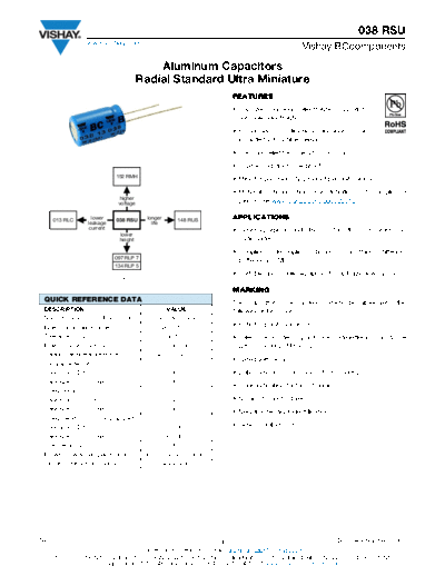 RADIAL Vishay [  thru-hole] 038 RSU Series  . Electronic Components Datasheets Passive components capacitors Vishay RADIAL Vishay [radial thru-hole] 038 RSU Series.pdf
