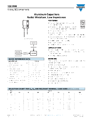 RADIAL Vishay [  thru-hole] 150 RMI Series  . Electronic Components Datasheets Passive components capacitors Vishay RADIAL Vishay [radial thru-hole] 150 RMI Series.pdf