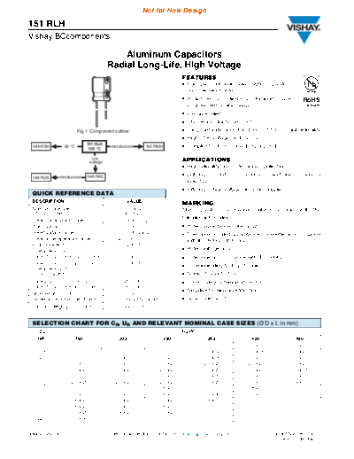 RADIAL Vishay [  thru-hole] 151 RLH Series  . Electronic Components Datasheets Passive components capacitors Vishay RADIAL Vishay [radial thru-hole] 151 RLH Series.pdf