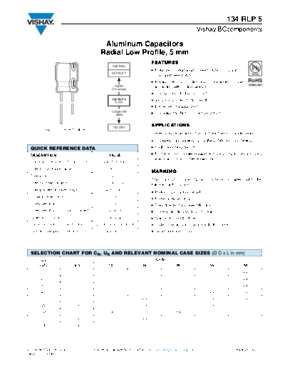 RADIAL Vishay [  thru-hole] 134 RLP 5 Series  . Electronic Components Datasheets Passive components capacitors Vishay RADIAL Vishay [radial thru-hole] 134 RLP 5 Series.pdf