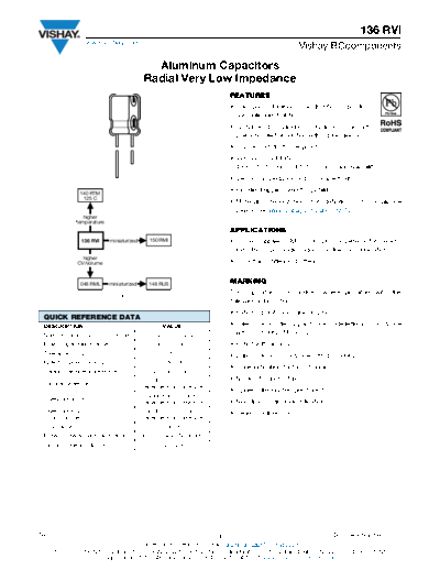 RADIAL Vishay [  thru-hole] 136 RVI Series  . Electronic Components Datasheets Passive components capacitors Vishay RADIAL Vishay [radial thru-hole] 136 RVI Series.pdf