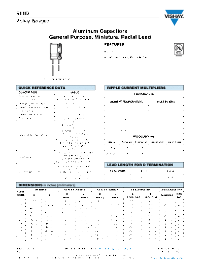 RADIAL Vishay [  thru-hole] 511D Series  . Electronic Components Datasheets Passive components capacitors Vishay RADIAL Vishay [radial thru-hole] 511D Series.pdf