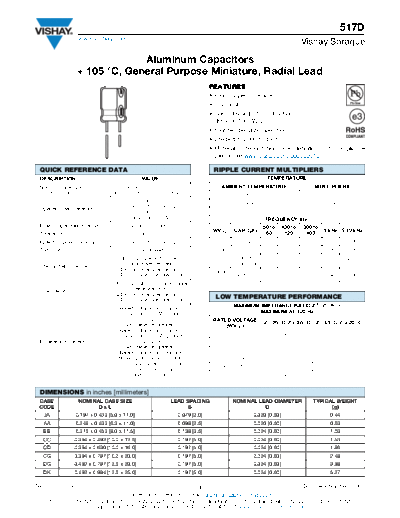 RADIAL Vishay [  thru-hole] 517D Series  . Electronic Components Datasheets Passive components capacitors Vishay RADIAL Vishay [radial thru-hole] 517D Series.pdf