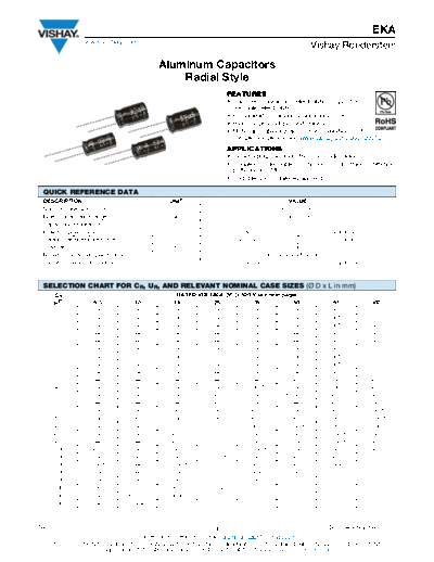 RADIAL Vishay [  thru-hole] EKA Series  . Electronic Components Datasheets Passive components capacitors Vishay RADIAL Vishay [radial thru-hole] EKA Series.pdf