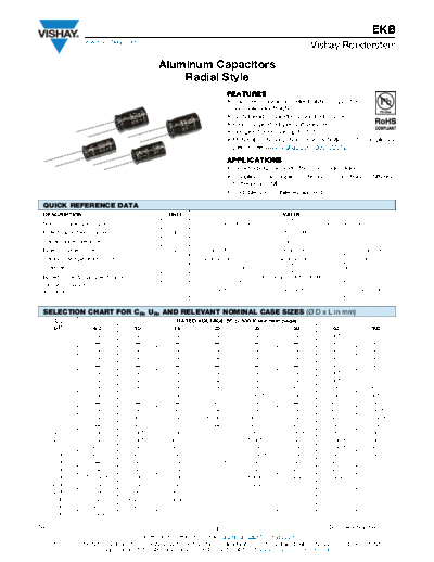 RADIAL Vishay [  thru-hole] EKB Series  . Electronic Components Datasheets Passive components capacitors Vishay RADIAL Vishay [radial thru-hole] EKB Series.pdf