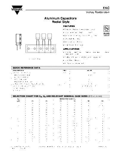 RADIAL Vishay [  thru-hole] EKC Series  . Electronic Components Datasheets Passive components capacitors Vishay RADIAL Vishay [radial thru-hole] EKC Series.pdf