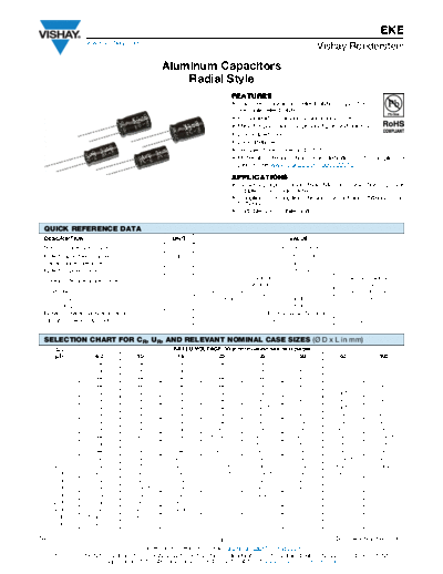 RADIAL Vishay [  thru-hole] EKE Series  . Electronic Components Datasheets Passive components capacitors Vishay RADIAL Vishay [radial thru-hole] EKE Series.pdf