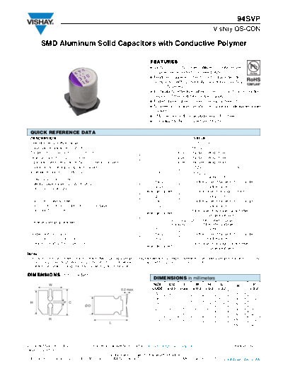 SMD Vishay [polymer  ] 94 SVP  . Electronic Components Datasheets Passive components capacitors Vishay SMD Vishay [polymer smd] 94 SVP.pdf