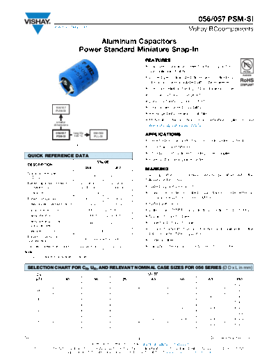 Snap-in Vishay [ ] 056-057 PSM-SI  . Electronic Components Datasheets Passive components capacitors Vishay Snap-in Vishay [snap-in] 056-057 PSM-SI.pdf