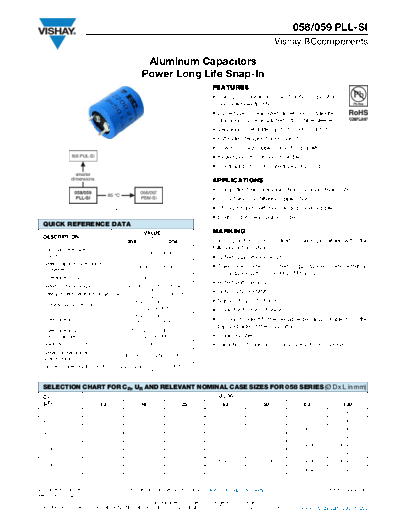 Snap-in Vishay [ ] 058-059 PL  . Electronic Components Datasheets Passive components capacitors Vishay Snap-in Vishay [snap-in] 058-059 PL.pdf