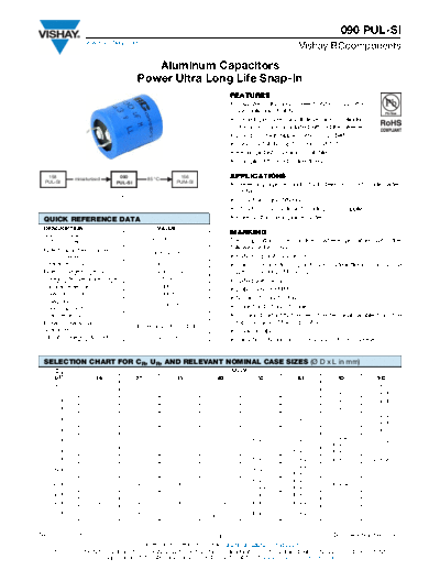 Snap-in Vishay [ ] 090 PUL-SI  . Electronic Components Datasheets Passive components capacitors Vishay Snap-in Vishay [snap-in] 090 PUL-SI.pdf