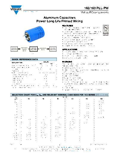 Snap-in Vishay [ ] 162 PLL-PW  . Electronic Components Datasheets Passive components capacitors Vishay Snap-in Vishay [snap-in] 162 PLL-PW.pdf