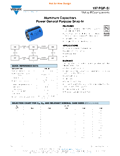 Snap-in Vishay [ ] 197 PGP  . Electronic Components Datasheets Passive components capacitors Vishay Snap-in Vishay [snap-in] 197 PGP.pdf