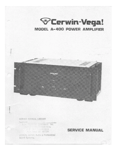 CERWIN VEGA A400 pwr sm  CERWIN VEGA A400 Cerwin Vega A400 pwr sm.pdf