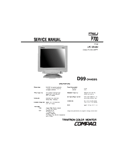 COMPAQ compaq p700 sony d99 chassis  COMPAQ Monitor compaq_p700_sony_d99_chassis.pdf