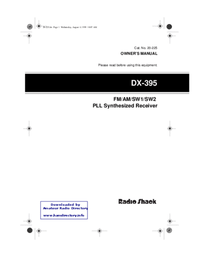 RADIOSHACK RadioShack DX395 user  RADIOSHACK RadioShack_DX395_user.pdf