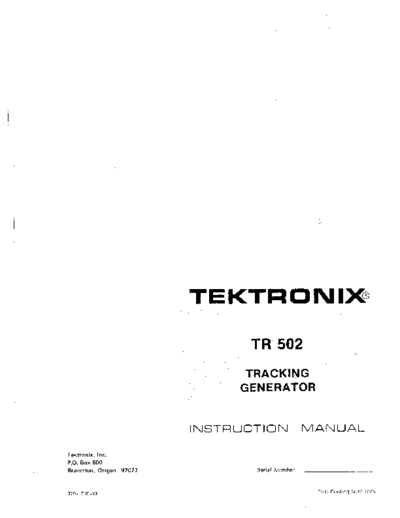 Tektronix TEK TR 502 Instruction  Tektronix TEK TR 502 Instruction.pdf