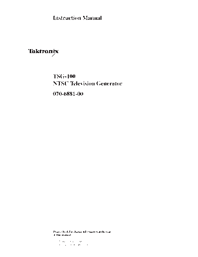 Tektronix Tek TSG 100 User & Service  Tektronix Tek TSG 100 User & Service.pdf