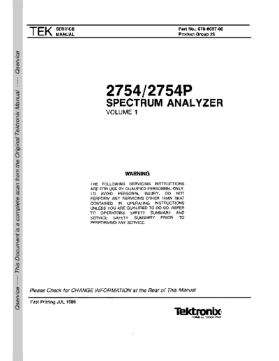 Tektronix TEK 2754 Service Vol1 Part1  Tektronix TEK 2754 Service Vol1 Part1.pdf