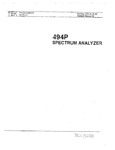 Tektronix TEK 494 252C 494P Programmer  Tektronix TEK 494_252C 494P Programmer.pdf