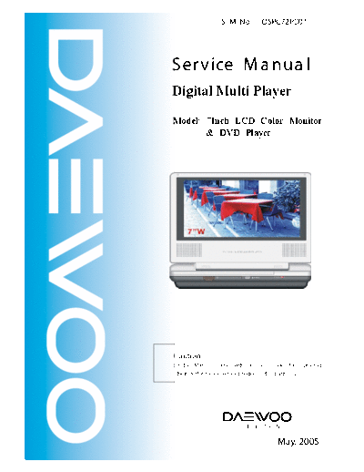 Daewoo DAEWOO OSPC72PD01 7-inch Portable DVD  Daewoo Video-DVD DAEWOO_OSPC72PD01_7-inch_Portable_DVD.pdf