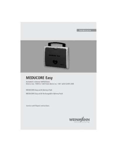 . Various Weinmann Meducore Easy Defibrillator - Service manual  . Various Defibrillators and AEDs Weinmann_Meducore_Easy_Defibrillator_-_Service_manual.pdf