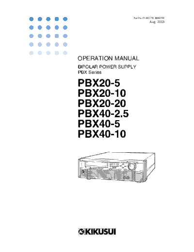 Kikusui KIKUSUI PBX Series Operation  . Rare and Ancient Equipment Kikusui KIKUSUI PBX Series Operation.pdf