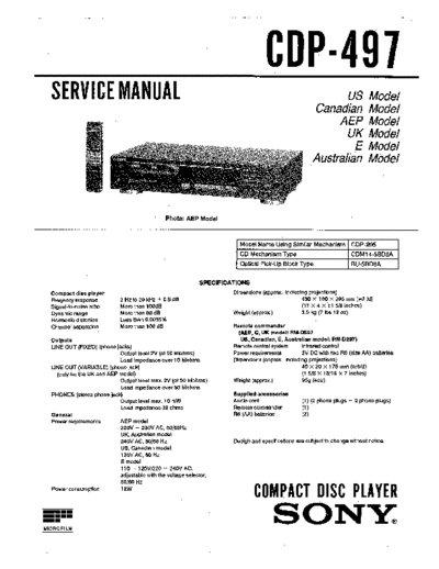 . Various sony cdp-497 sm 1  . Various RTV sony_cdp-497_sm_1.pdf