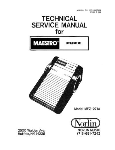 MAESTRO MAESTRO-FUZZ-271A SERVICE MANUAL  . Rare and Ancient Equipment MAESTRO MAESTRO-FUZZ-271A_SERVICE_MANUAL.pdf