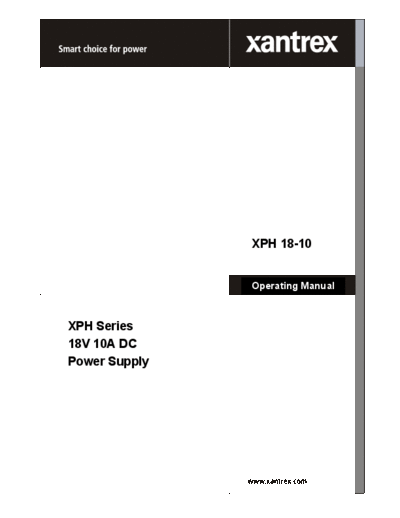 SORENSEN XANTREX XPH 18-10 Operating Manual  . Rare and Ancient Equipment SORENSEN XANTREX_XPH_18-10_Operating_Manual.pdf