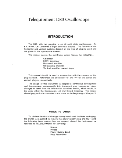 Telequipment D83 Oscilloscope Service Manual-  D83 Oscilloscope Ops Ser  . Rare and Ancient Equipment Telequipment Telequipment__D83_Oscilloscope_Service_Manual-Telequipment_D83_Oscilloscope_Ops_Ser.pdf