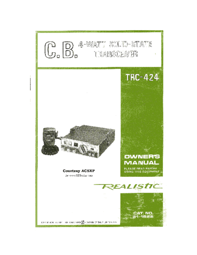 Realistic trc424 om  . Rare and Ancient Equipment Realistic realistic_trc424_om.pdf
